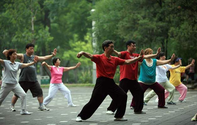 Enjoying an early morning Tai Chi session